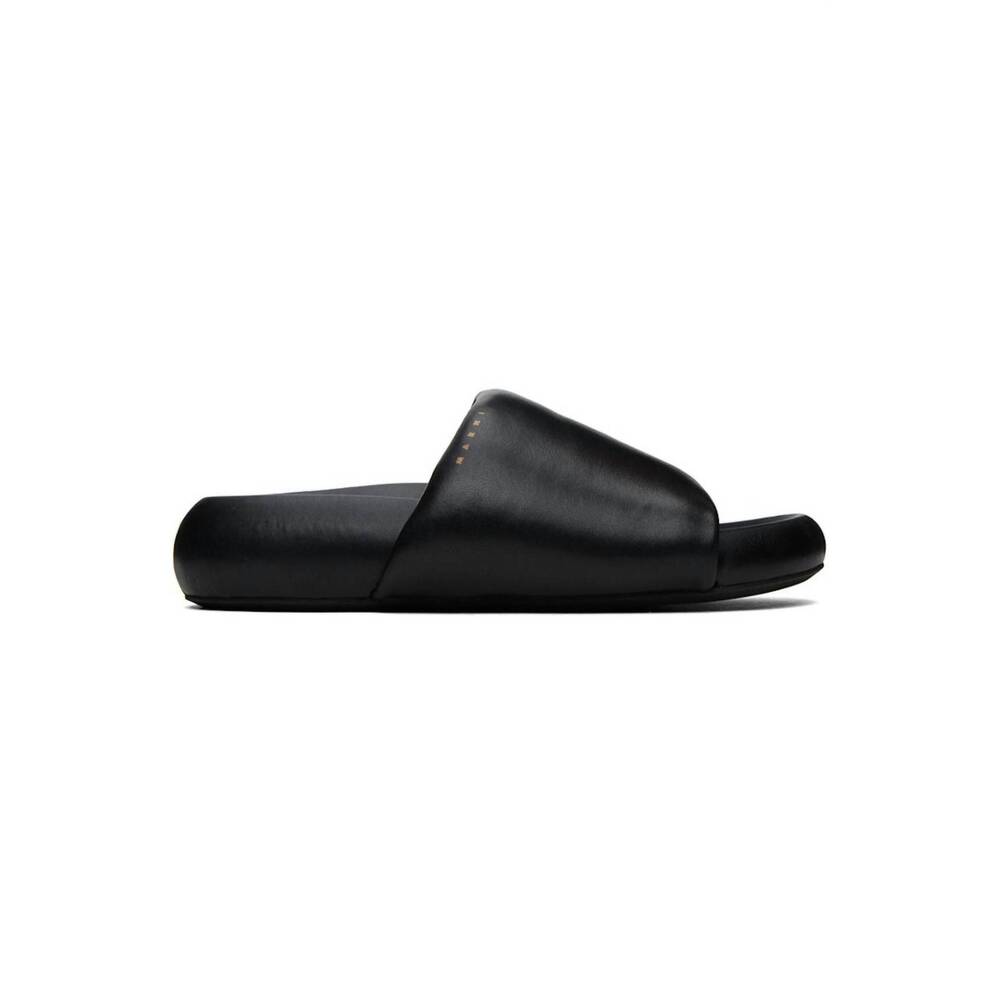 NEW MARNI men's leather pouf sandals in black